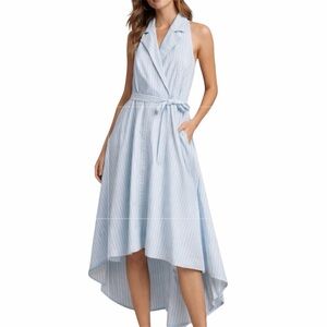 Marled Sleeveless Striped Asymmetrical Tie Dress with Pockets | Size Small EUC